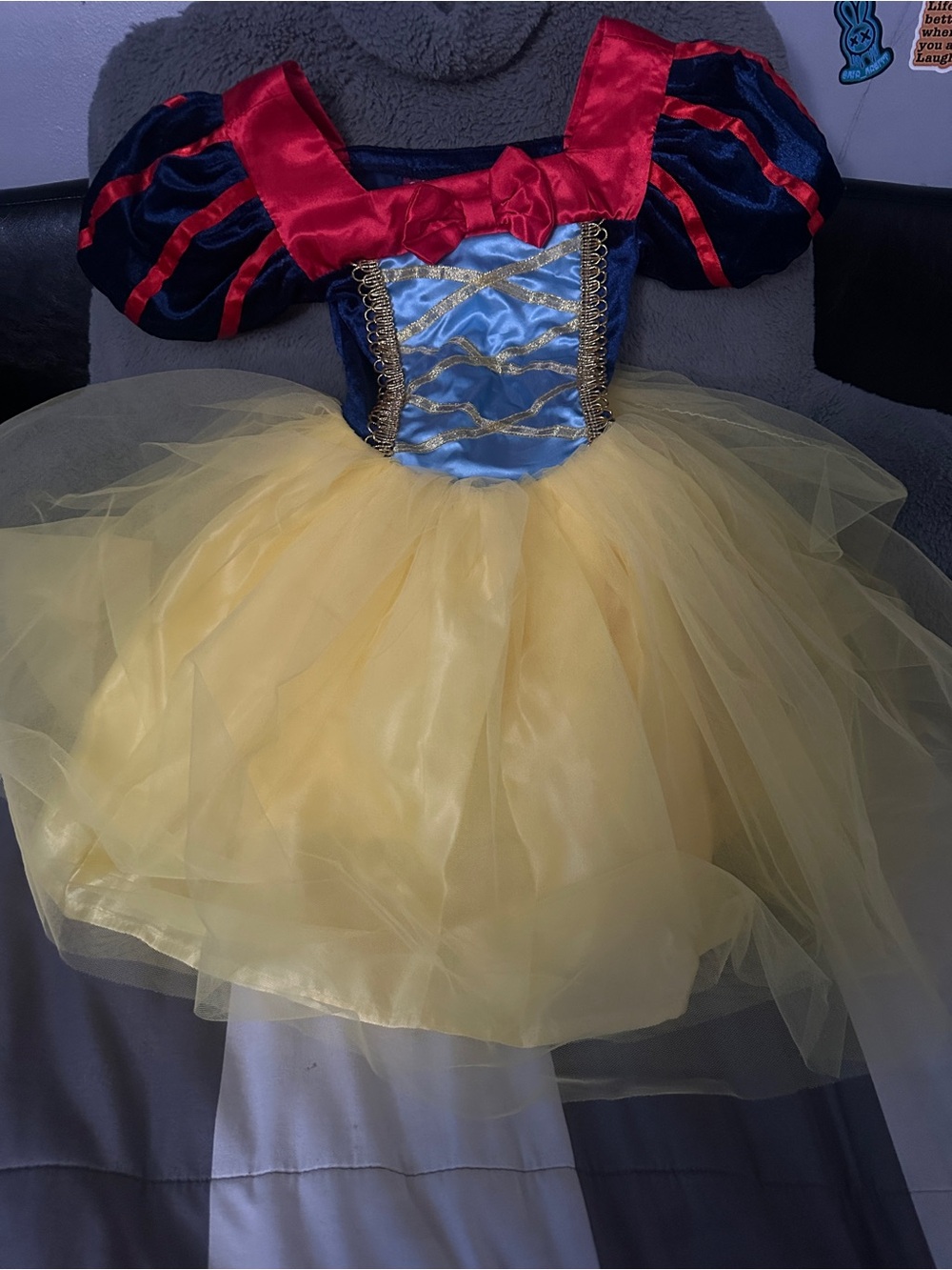Girls Yellow, Blue & Red Cinderella Princess Tulle Costume Dress